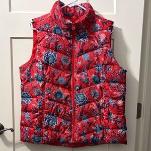 Lands' End Red Floral Vest